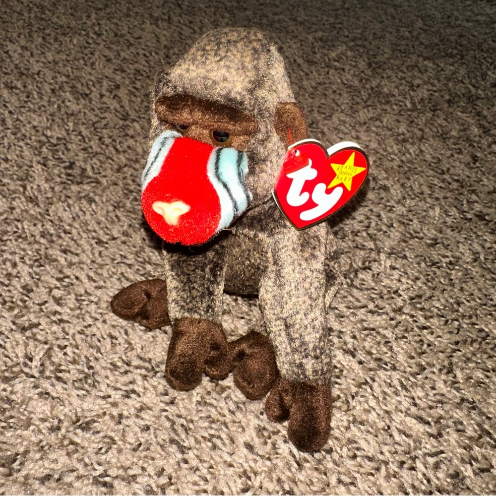 Ty Stuffed “Cheeks” Baboon - Brown and Red